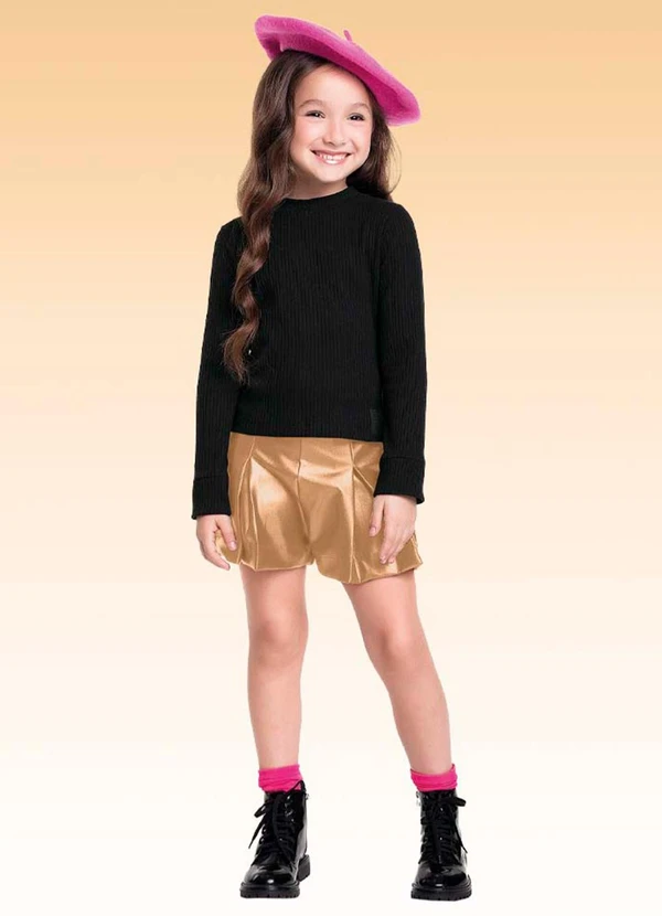 Fakini Kids - Conjunto Blusa e Short Preto
