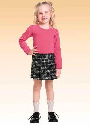 Fakini Kids - Conjunto Blusa e Short Saia Preto - FAKINI KIDS