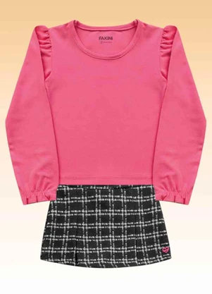 Fakini Kids - Conjunto Blusa e Short Saia Preto - FAKINI KIDS
