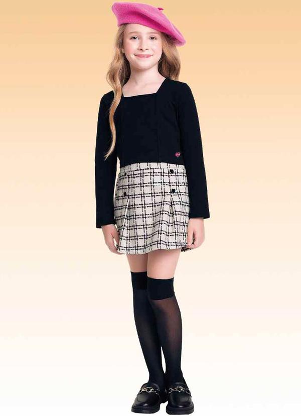 Fakini Kids - Conjunto Blusa e Short Saia Preto
