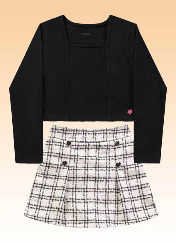 Fakini Kids - Conjunto Blusa e Short Saia Preto 2