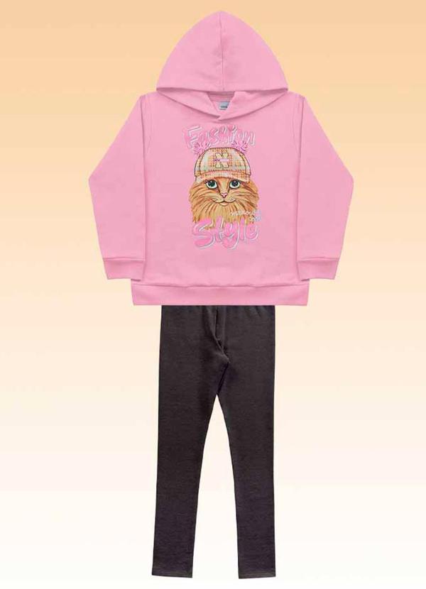 Fakini Kids - Conjunto Blusão com Capuz e Legging Preto