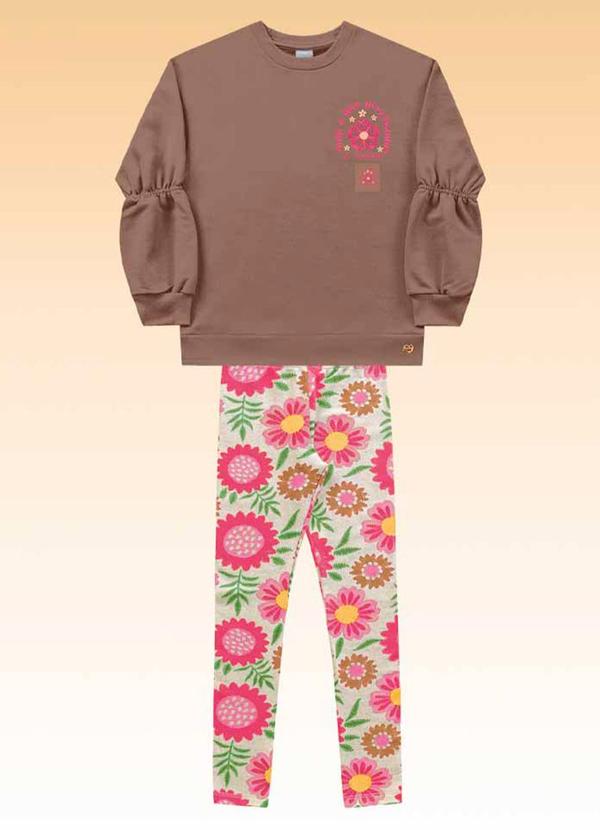 Fakini Kids - Conjunto Blusão e Legging Marrom