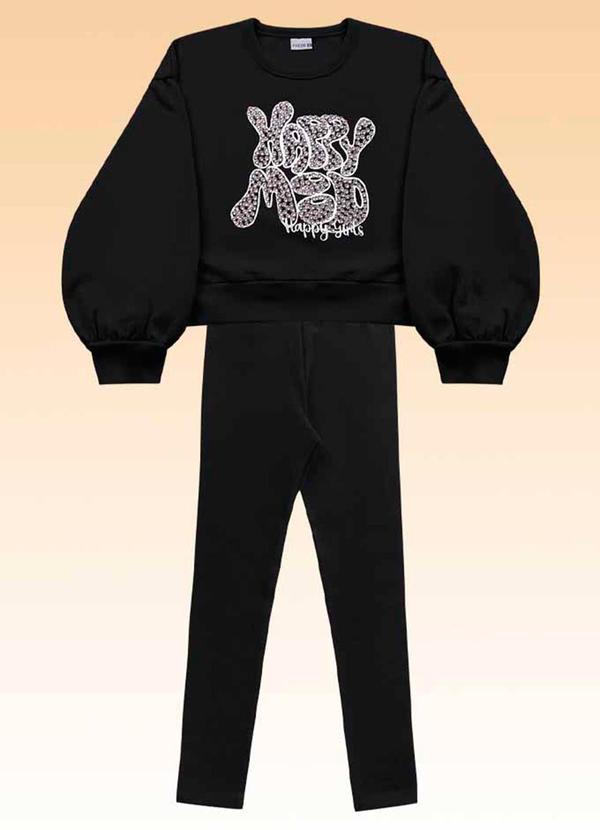 Fakini Kids - Conjunto Blusão e Legging Preto