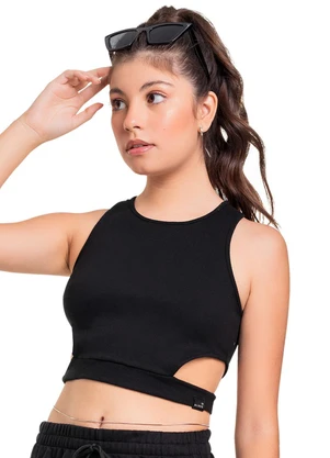 Gloss - Regata Básica em Ribaninha Juvenil Preto - GLOSS