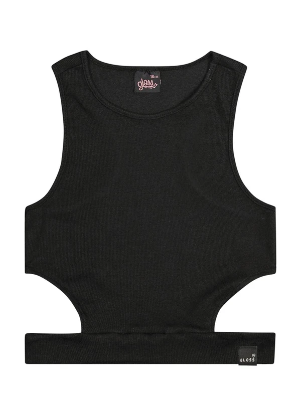 Gloss - Regata Básica em Ribaninha Juvenil Preto 5