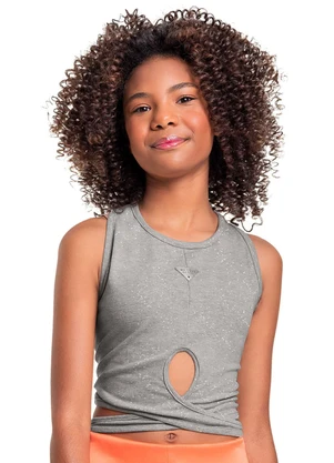 Gloss - Regata Cropped em Cotton Juvenil Prata - GLOSS