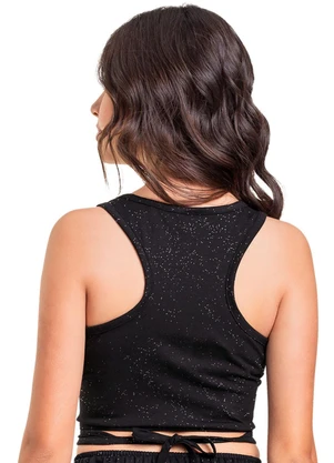 Gloss - Regata Cropped em Cotton Juvenil Preto - GLOSS