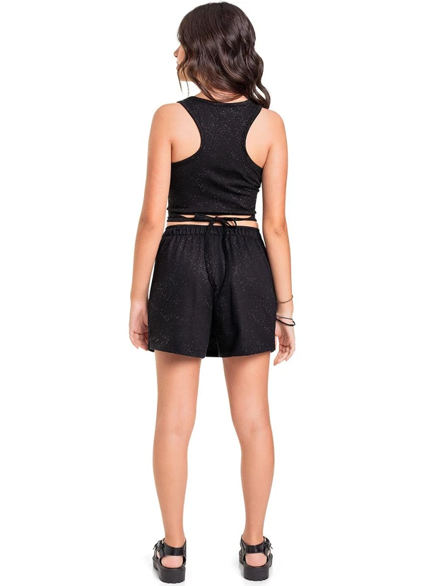 Gloss - Regata Cropped em Cotton Juvenil Preto 4