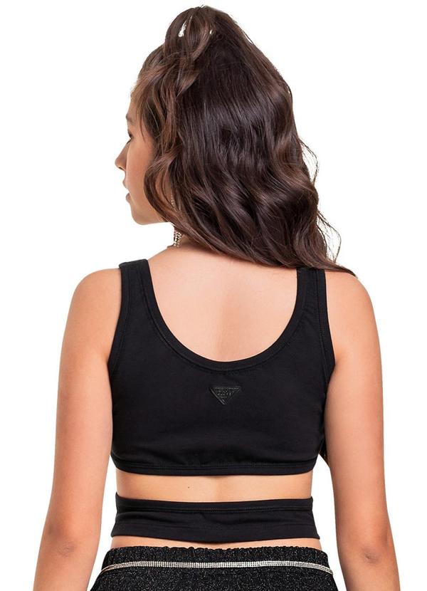 Gloss - Regata Cropped em Cotton Juvenil Preto 2