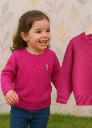 Anadoda - Blusa Infantil Tricô Pink - ANADODA