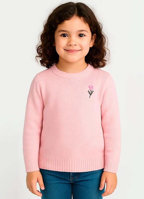 Anadoda - Blusa Infantil Tricô Rosa Claro 2