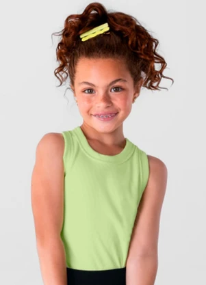 Brandili - Blusa Regata Básica Menina de Ribana Verde - BRANDILI