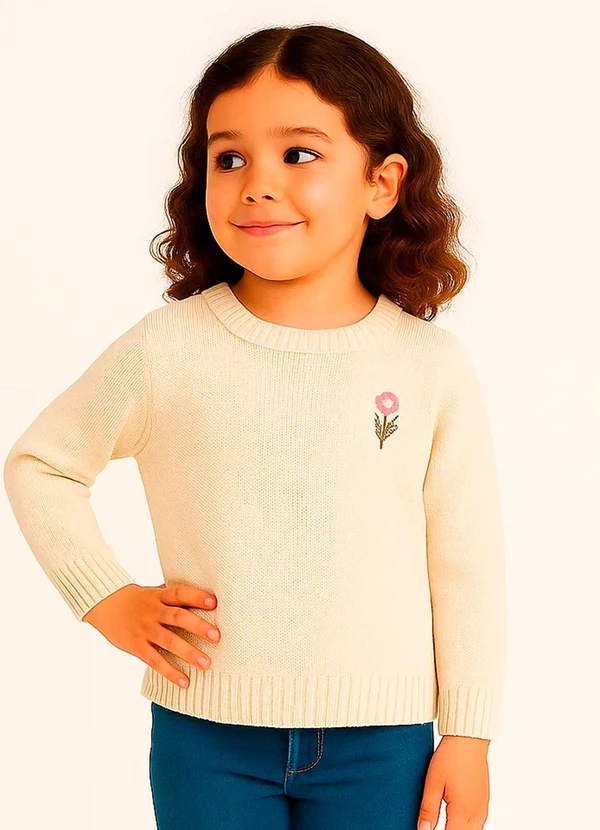 Doce Tom - Blusa Tricô com Bordado Floral Off 2