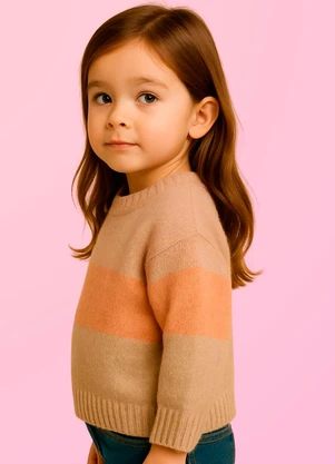 Anadoda - Blusa Tricoinfantil de Pelinho  Rosa - ANADODA