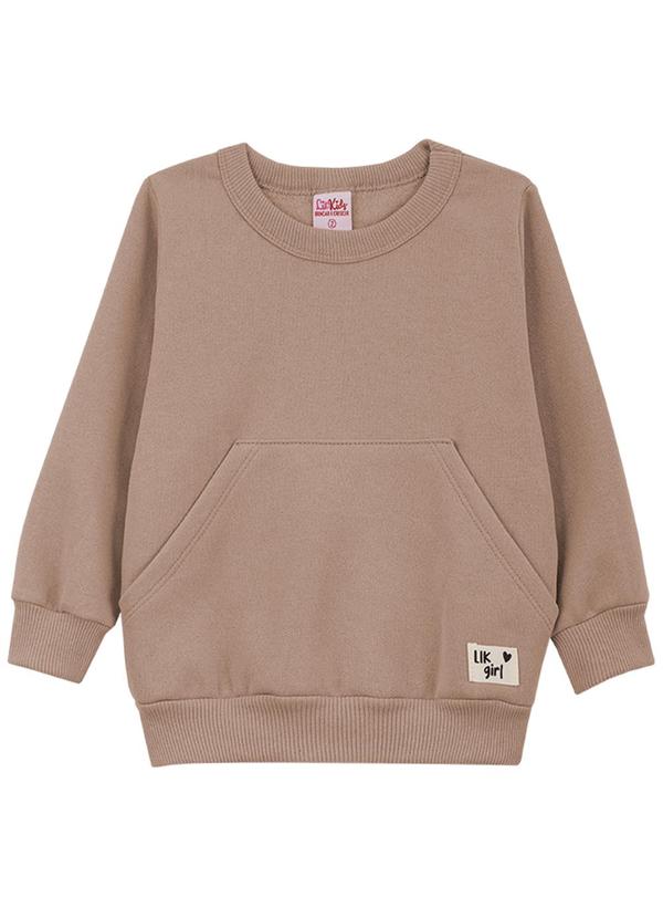 Lik Kids - Blusão Avulso em Moletom 2 Cabos Marrom