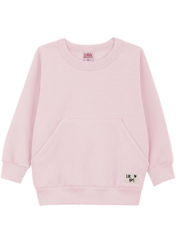 Lik Kids - Blusão Avulso em Moletom 2 Cabos  Rosa