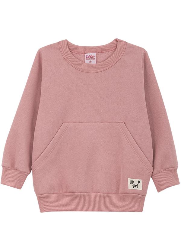 Lik Kids - Blusão Avulso em Moletom 2 Cabos Rosa