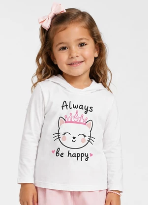 Secret Glam - Blusão com Capuz Infantil Feminino Branco - SECRET GLAM