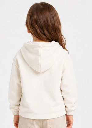 Select - Blusão com Capuz Infantil Feminino Moletom Bege - SELECT