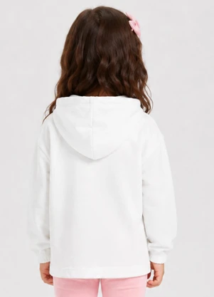 Select - Blusão com Capuz Infantil Feminino Moletom Branco - SELECT