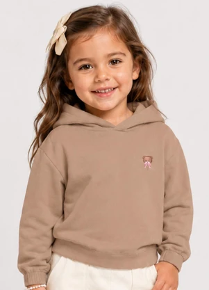 Select - Blusão com Capuz Infantil Feminino Moletom Marrom - SELECT