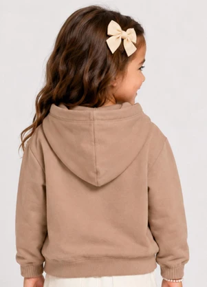 Select - Blusão com Capuz Infantil Feminino Moletom Marrom - SELECT