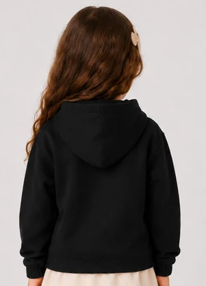 Select - Blusão com Capuz Infantil Feminino Moletom Preto - SELECT