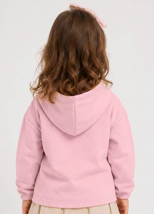 Select - Blusão com Capuz Infantil Feminino Moletom Rosa - SELECT