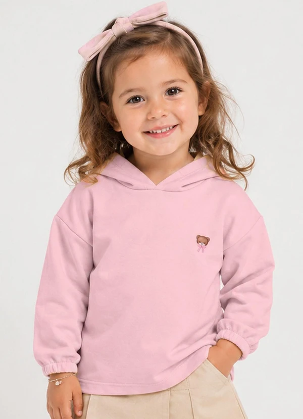 Select - Blusão com Capuz Infantil Feminino Moletom Rosa