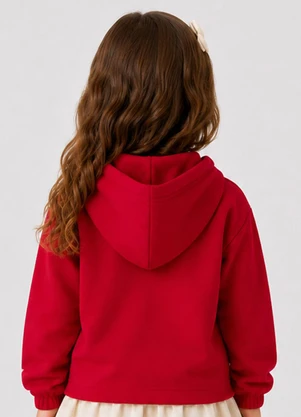 Select - Blusão com Capuz Infantil Feminino Moletom Vermel - SELECT