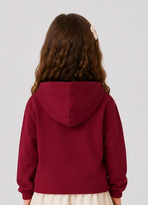 Select - Blusão com Capuz Infantil Feminino Moletom Vermel - SELECT