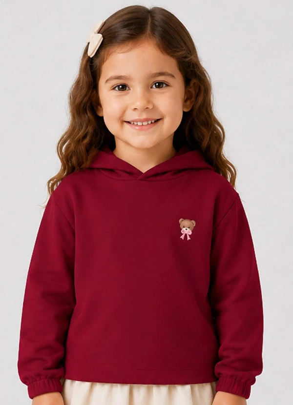 Select - Blusão com Capuz Infantil Feminino Moletom Vermel