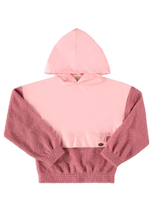 Milli e Nina - Blusão Corta Vento e Pelo Carneirinho Capuz Rosa - MILLI E NINA