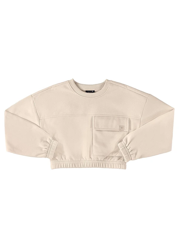 Gloss - Blusão Cropped Básico Juvenil Bege