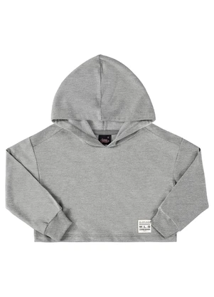 Gloss - Blusão Cropped Básico Juvenil Cinza - GLOSS