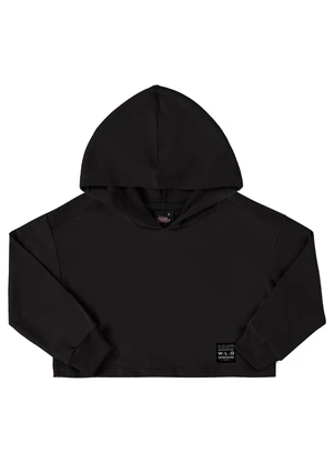 Gloss - Blusão Cropped Básico Juvenil Preto - GLOSS