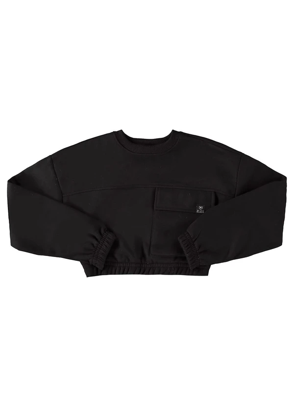 Gloss - Blusão Cropped Básico Juvenil Preto