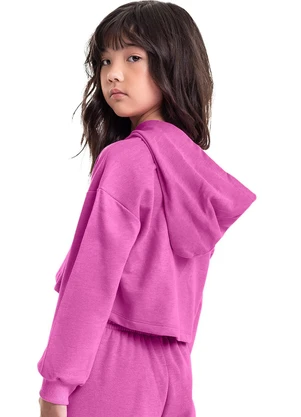 Gloss - Blusão Cropped Básico Juvenil Rosa - GLOSS