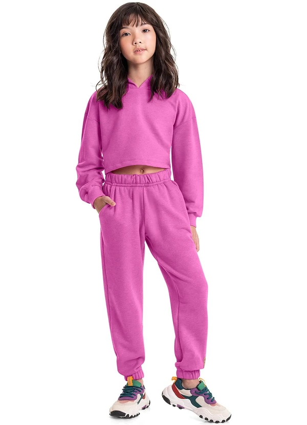 Gloss - Blusão Cropped Básico Juvenil Rosa 3