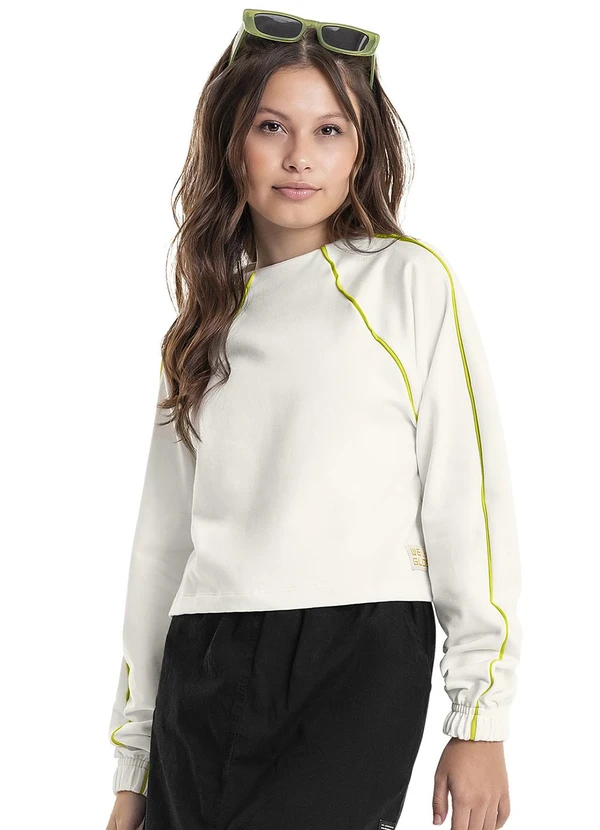 Gloss - Blusão Cropped em Molecotton Juvenil Branco