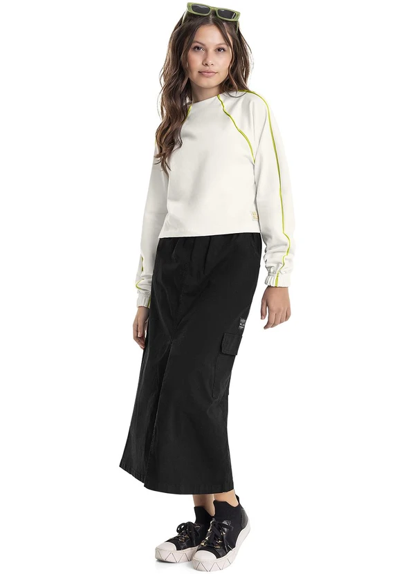 Gloss - Blusão Cropped em Molecotton Juvenil Branco 2