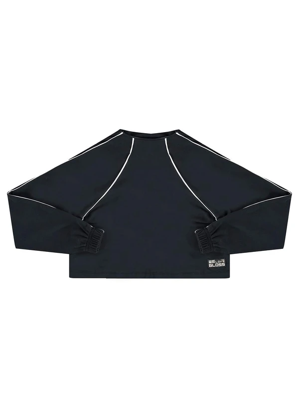 Gloss - Blusão Cropped em Molecotton Juvenil Preto 3