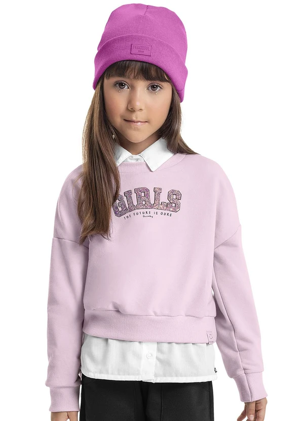 Quimby - Blusão Cropped em Moletom Infantil Roxo