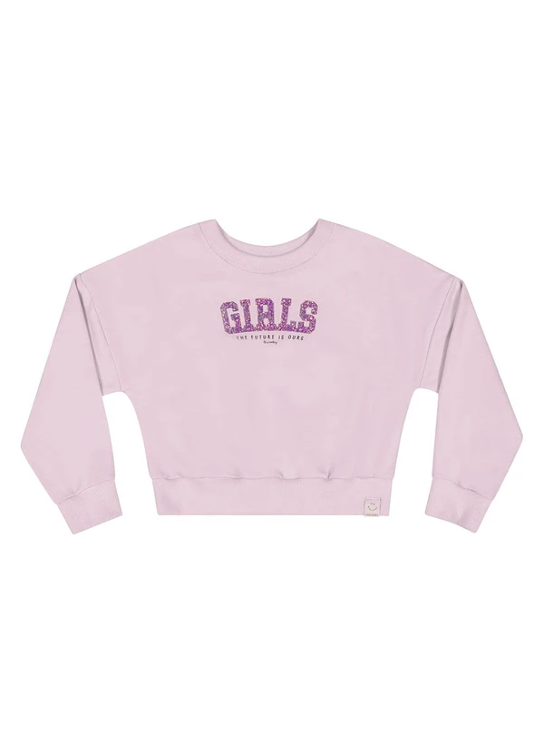 Quimby - Blusão Cropped em Moletom Infantil Roxo 3
