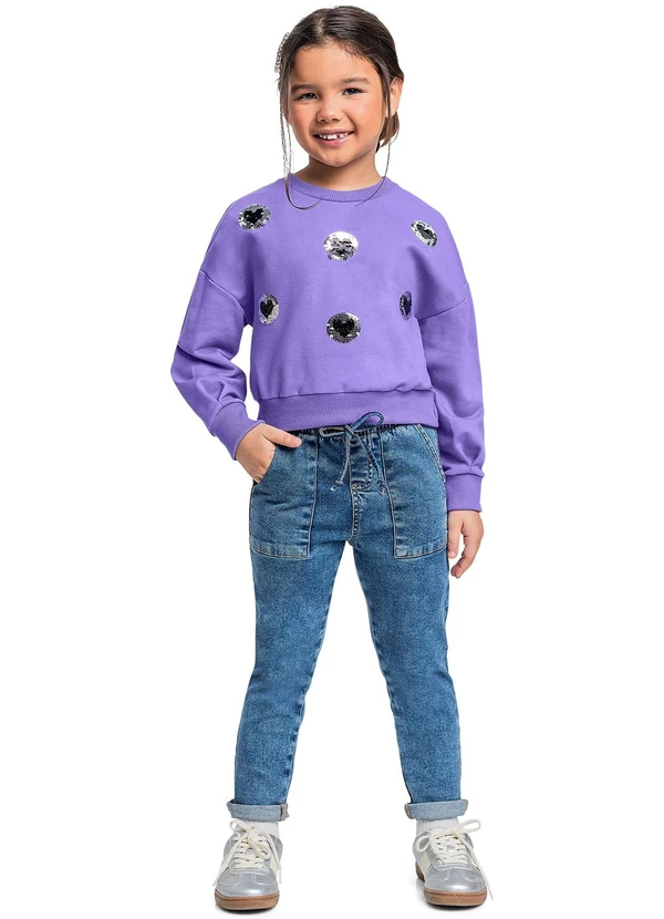 Quimby - Blusão Cropped para Menina Roxo 2