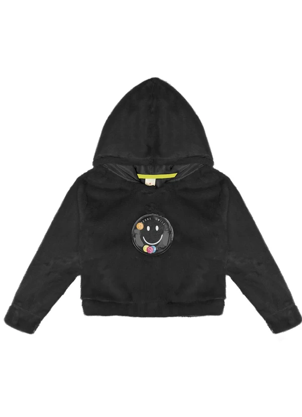 Marisol - Blusão Cropped Peluciado Infantil Preto