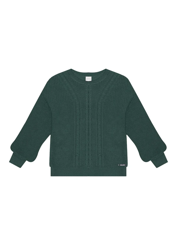 Alakazoo - Blusão de Tricô Menina com Gola Redonda Verde