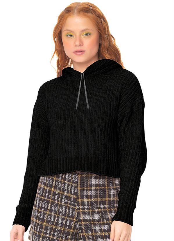 Rovitex Teen - Blusao de Tricot com Capuz Preto