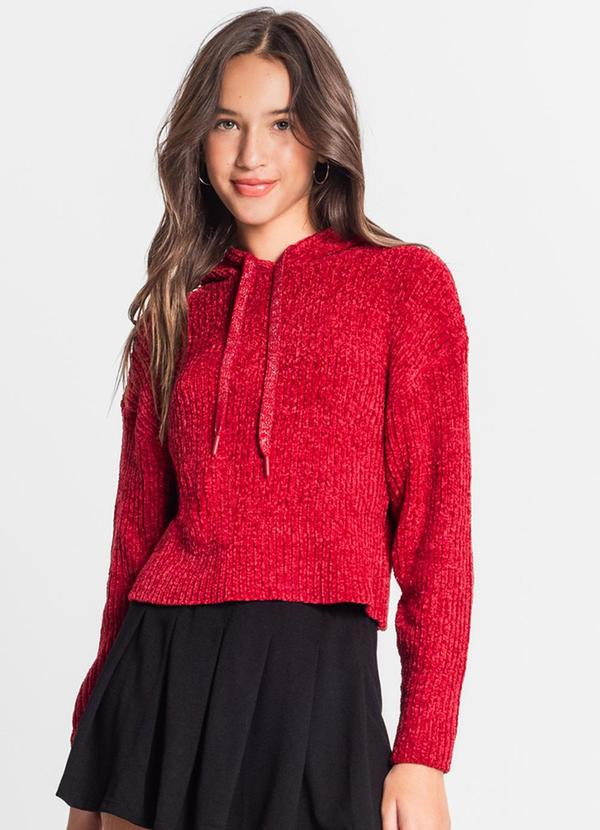 Rovitex Teen - Blusao de Tricot com Capuz Vermelho